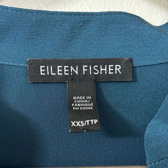 Eileen fisher silk crepe de chine stand collar blouse shirt size XXS - Picture 4 of 12